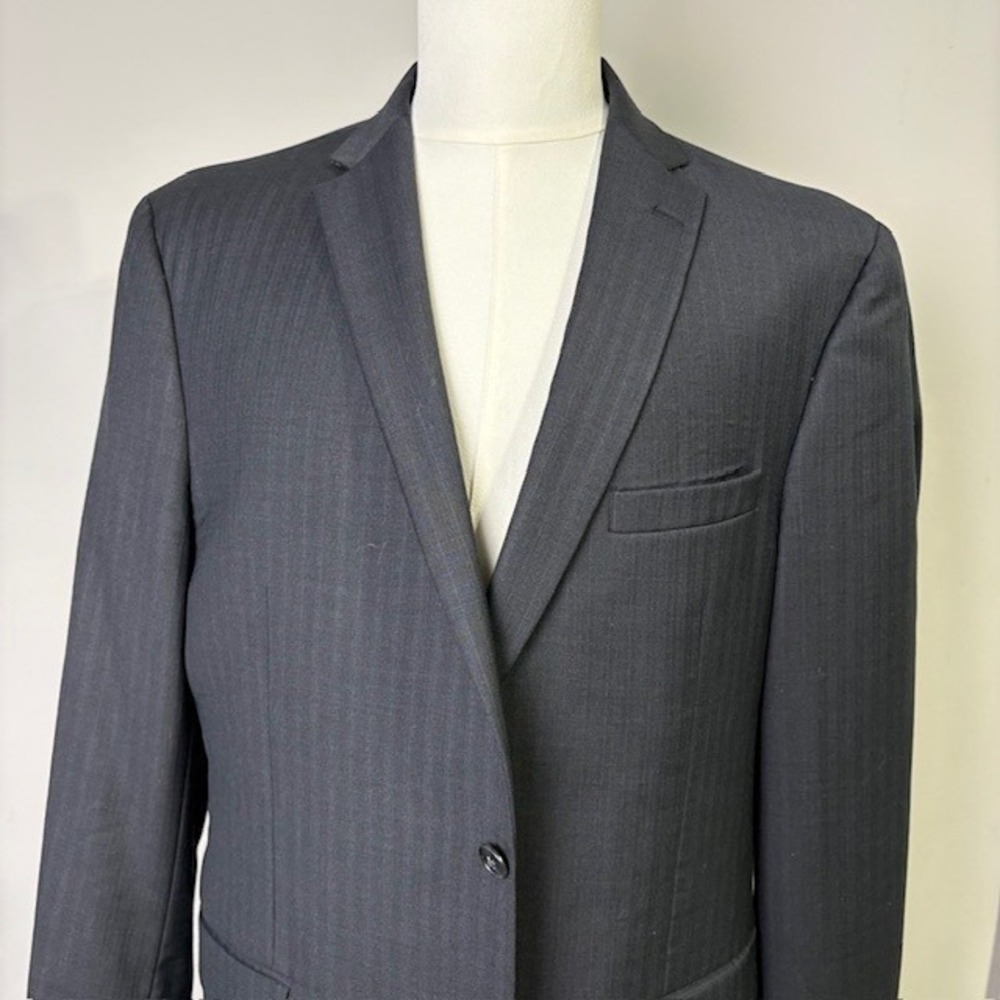 Joseph A Bank Mens Charcoal Pinstripe Slim Fit Wool‎ Blazer Suit Jacket 44RG